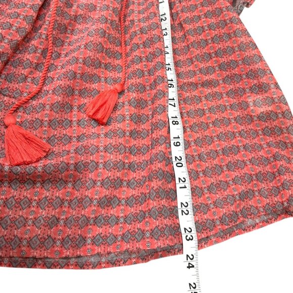 Lucky Brand Tassel Tie Short Flare Sleeve Peasant Blouse Women's Size Small - Picture 6 of 6
